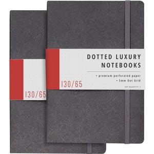 Papercode Bullet Journal Notebook - 2 Pack Luxury Soft Cover Dotted Journal - 130 Perforated Pages, Grey