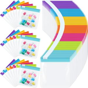 70 Pcs Pill Pouch Bags Zippered Reusable Medicine Pouches Travel Plastic Pill Bags Self Sealing Medicine Organizer with Slide Lock for Medication, Vitamins, Jewelry, Daily Small Items