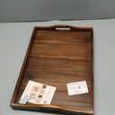 Large Acacia Wooden Serving Tray with Handles 20 x 14 inch Decorative Coffee Table Ottoman Tray for Living Room Extra Large for Kitchen Dinner Food Bar Breakfast in Bed (Color Brown)