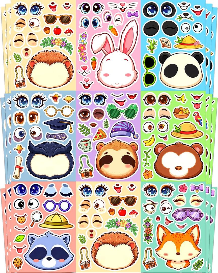 SmilinFit 24 Sticker for Kids, Animal Stickers, DIY Party Favors