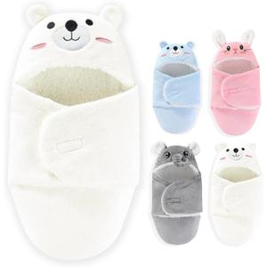 Swaddles for Newborns,Personalized Baby Sleep Sack,Infant Cute Plush Receiving Blanket 0-6 Months for Girl Boy (White Bear)