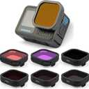 GEPULY 6-Pack ND Filter Lens Set for GoPro Hero 13 Black, ND8, ND16, ND32, ND64, Light Red, Magenta Filters, Snorkel Filter, Neutral Density Circular Polarizer, Protective for Color Correction