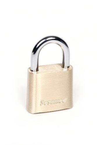 Sesamee K436 4 Dial Bottom Resettable Combination Brass Padlock with 1-Inch Hardened Steel Shackle and 10000 Potential Combinations