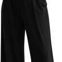 XXTAXN Women's Casual Sleeveless Round Neck Corest Waist Wide Leg Jumpsuit with Pockets - Comfy One-Piece Long Pants Black, Small