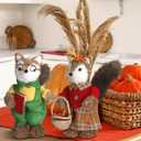 Namalu 2 Pack Fox Sisal Christmas Tabletop Decoration Sisal Figurine Christmas Table Centerpiece Decor Cute Handmade Woodland Animal Statue for Harvest Home Office Indoor Shelf Decor