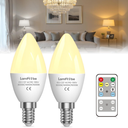 E12 LED Candelabra Light Bulbs 40 Watt Equivalent with Remote Control,Dimmable Type B Bulbs with 3 Color Temperatures & Timer Memory,4W B11 C37 Candle Small Base for Ceiling Fan,Chandelier,Night Light