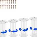 4 PCS Adjustable Height Bed Support Legs [with Screws] 3.15-4.72 inch for Bed Frame/Bed Center Slat, Heavy Duty Furniture Replacement Legs for Sofa/Cabinet/Couch/Dresser/Table (White)
