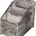 Winlyn 3 Slot Rustic Torched Wood Remote Control Caddy Media Organizer Desktop Organizer Remote Control Holder Pen Pencil Sundries Holder Storage Rack Supply Storage Rack for Office Living Room