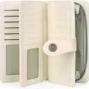 FALAN MULE Women Leather Wallet Large Capacity Bifold RFID Blocking Card Holder with Zipper Coin Pocket (AK-Off-white)