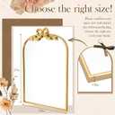 Vercraft Gold Bow Mirror 27"x19" Vintage Arched Vanity Wall Decorative Mirror with Metal Frame Antique Baroque Bow Decor for Home Dressing Table Entryway Bathroom Hallway Living Room