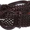 2" (50 mm) Genuine Leather Braided Woven Belt (Small-Medium, Brown)