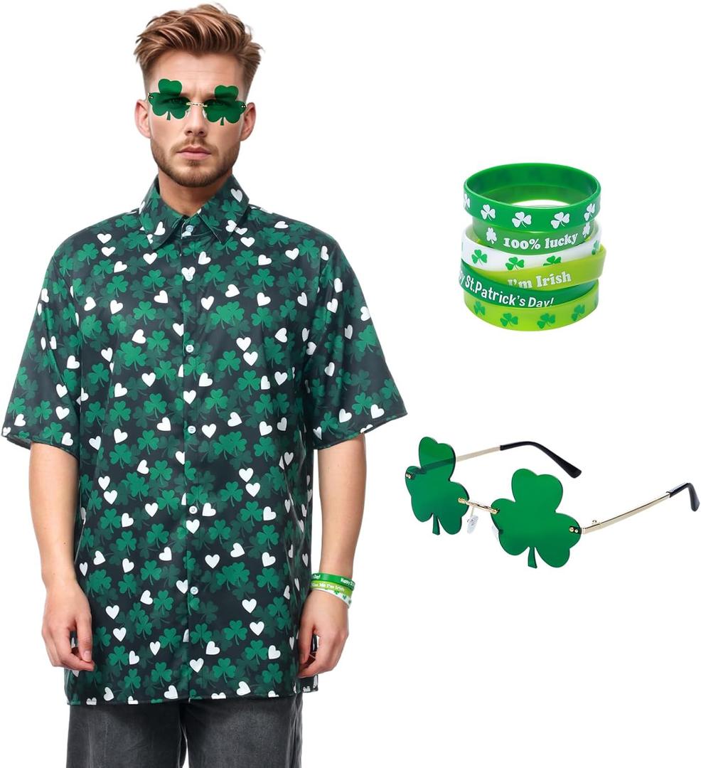 St Patricks Day Shirt Men St. Patrick's Day Hawaiian Shirt for Men St Patricks Day Accessories, XL
