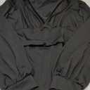 Women's Puff Long Sleeve Tops Deep V Neck Shirts Soft Loose Fit Elastic Blouses Dressy Casual Trendy Tunic (Large, Black)