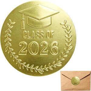 Graduation Stickers Class of 2026 Graduation Stickers 2026 Graduation Envelope Seals 100Pcs Gold Foil Congrats Grad Cap for Envelope Seals Cards Invitations Announcements Party Favors