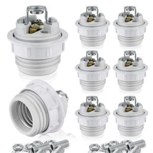 Threaded Socket with Metal Lamp Shade Ring, UL Listed Medium Base E26 Light Bulb Socket, Standard Screw-in Bulb Lamp Holder for Halogen LED Bulb (8)