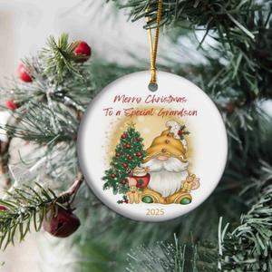 Grandson Christmas Ornaments 2025, Gnome Holiday Ornament, for Grandson from Grandpa or Grandma (T1)