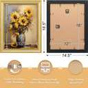 12x16 Picture Frame, HD Real Glass Ornate Vintage 12x16 Photo Frame, 12 by 16 Poster Frame with Gold Green Texture Border Horizontal & Vertical Display for Tabletop or Wall Decor (1 Pack)