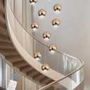 10-Light LED Staircase Gold Chandelier Crystal Ceiling Lights Large Chandeliers for High Ceilings, Entryway Modern Lighting Fixture Villas and Stairs