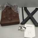 IBUYKE UShaped PU Vanity Stool, Square Makeup Chair with XLeg, Ottoman Seat Footrest Stool, MultiUse as Small Side Table, for Bedroom, Living Room, Dark Brown WBD019Z