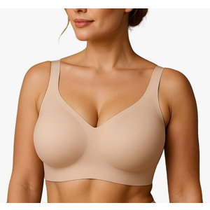 Jelly Wireless Bra Seamless Push Up Full Coverage Supportive Everyday Sport T-Shirt Bra Regular & Plus Size, M, Nude