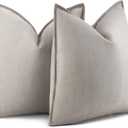 Fall Decorative Pillow Covers, 20x20 Inch Pillow Covers Set of 2, Beige Soft Chenille Decorative Square Throw Pillow Covers Farmhouse for Sofa Living Room Bed Home Decor