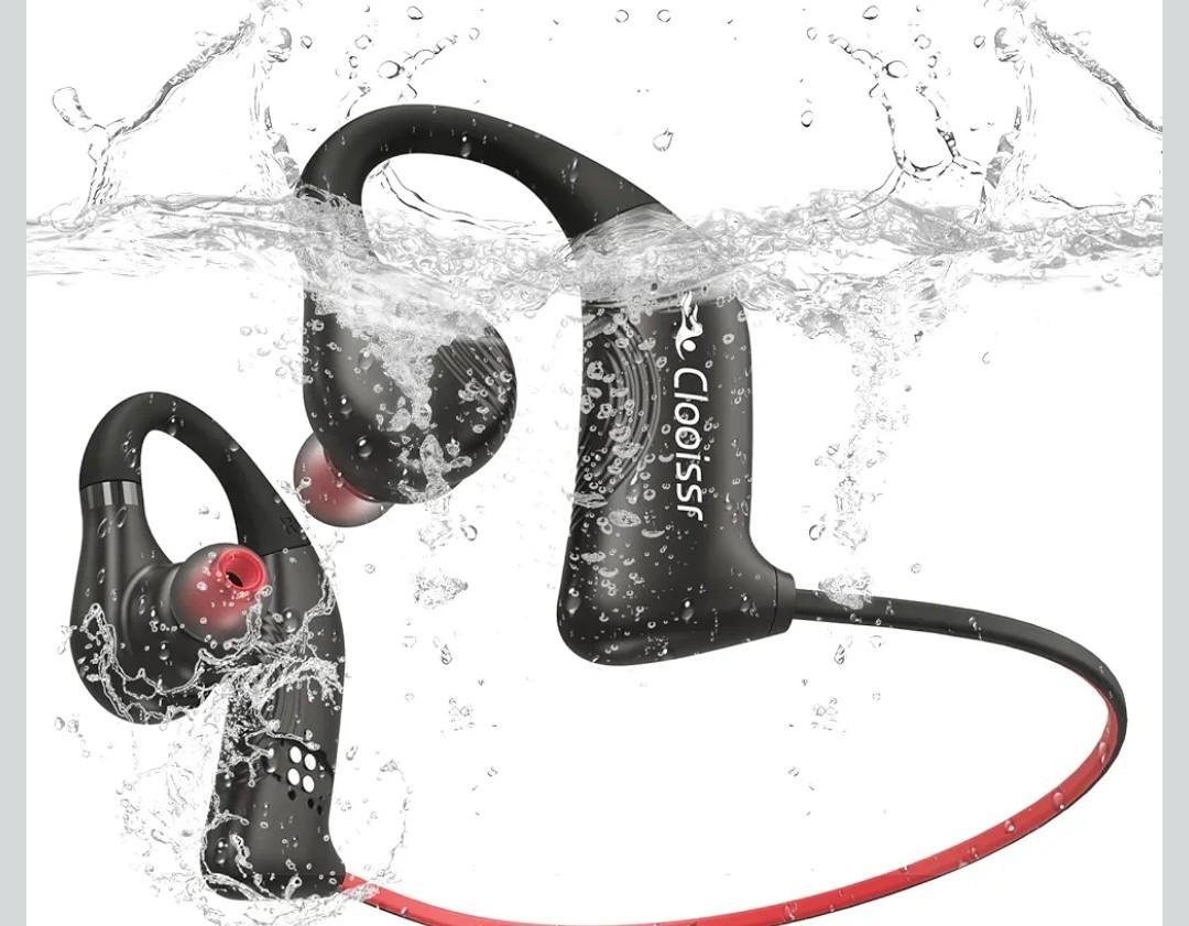 IPX8 Waterproof Swimming Earbuds, 32GB Headphones Underwater with MP3 Player & Bluetooth, HiFi Sound & Noise-Cancelling in-Ear Design for Swimming, Running & Cycling, Black (S36)