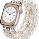 VISOOM Beaded Bracelet Compatible for Apple Watch Band 38/40/41/42mm Women-Resin Apple iWatch Series 11 10 9 8 7 SE 6 5 4 3 2 1 Bands Dressy Fashion Cute Handmade Stretchy IWatch 11 42mm Strap Band