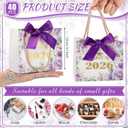 Yexiya 40 Pack Graduation Gift Bags Bulk Class of 2026 Purple Floral Graduation Party Bags 5.5" Congrats Grad Treat Bag for Gifts with Handles and Bow Ribbon