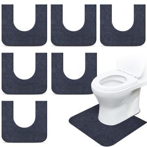 Drydiet 6 Pack Toilet Mat Round Commode Potty Training Urinal Mats Rubber Toilet Training Rug Pads Absorbent Rugs U Shaped Urinal Floor Mats for Bathroom Restroom, Gray