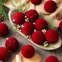 Menkxi 20 Pcs Burgundy Velvet Christmas Balls Ornaments 2.76 Inch Flocked Christmas Tree Decorations Plastic Red Xmas Hanging Ornaments for Holiday Party Decorations
