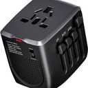 International Travel Adapter Voltage Converter Steps Down 220V to 110V for Cell Phones, Laptops, and Curling Irons, US to UK, Europe, Australia, and More Than 200 Countries(Black)