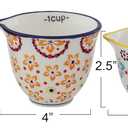Creative Co-Op Floral Hand Stamped Stoneware Measuring Cups (Set of 4 Sizes/Designs)