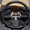 TesFeel SGS Real Carbon Fiber Steering Wheel, D-shaped Perfoated Leather Grip Steering Wheel Fit For Dodge Ram 1500 2019+(No Paddle Version)