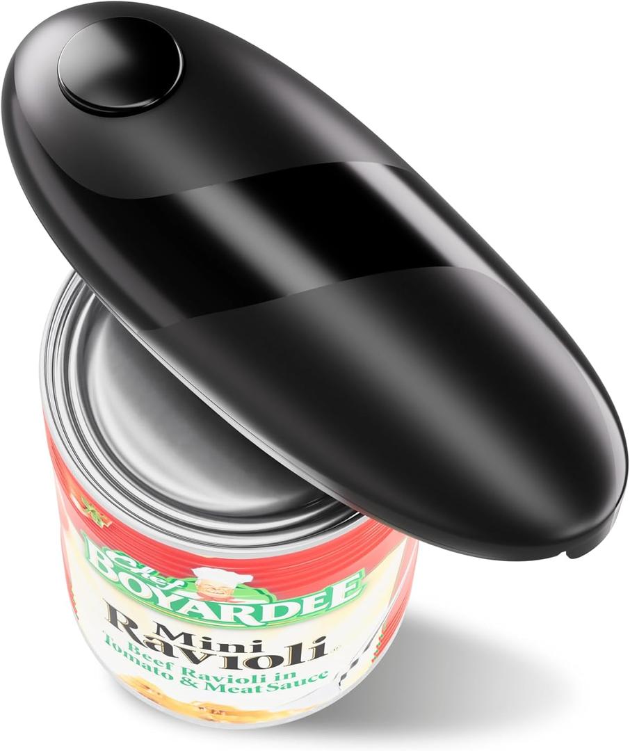 Electric Can Opener for Seniors - One Touch Automatic Kitchen Gadget, Smooth Edge Design for Safety & Arthritis-Friendly Use, Works with All Can Sizes (battery)