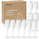 XUWAIDSGN Champagne Flute Acrylic Champagne Glasses Wedding Toasting Champagne Flute Goblet Plastic Reusable Unbreakable Champagne Cups for Bachelorette Wedding Bridal Shower Party (White, 10)