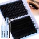 CORUSCATE Lash Clusters Kit 160D+260D Eyelash Clusters 12-24mm Long Lash Extension Kit thick Cluster Eyelash Extensions Volume Strip Mink Lashes Individual Dramatic Lash Kit with Lash Bond and Seal
