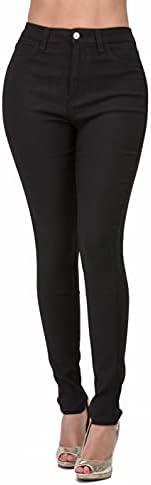 High Waisted-Rise Colored Stretch Skinny Destroyed Ripped Distressed Jeans for Women, M