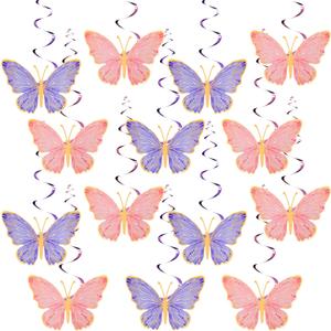 Geyee 48 Pcs Butterfly Hanging Swirl Decorations Spring Butterfly Hanging Swirl Party Supplies for Birthday Wedding Party Home Classroom Baby Shower Supplies