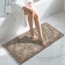 Yimobra Long Bathroom Rug Non Slip 44x24 Inch, Extra Thick Soft Absorbent Chenille Bath Mat, Machine Washable Quick Dry Bath Rugs for Bathroom Floor, Tub and Shower, Home Decor Accessories, Camel