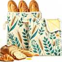 Reusable Beeswax Bread Bag for Homemade Bread, Extra Large 13"x17" Cotton Sourdough Bread Storage Bags, Wide-Opening L-Zipper Beeswax Bread Keeper for Baker Essentials (2 Pack)