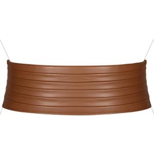 VONMELLI Elastic Wide Belts for Women Dresss Leather Stretchy Waist Belt Fashion Ladies Corset Belts (Fit Waist Size 33"-37", Brown)