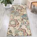 Beeiva Floral Rug Runners for Hallways, 2x5 Ultra Thin Beige Kitchen Runner Rug Washable, Vintage Plant Non-Shedding Bathroom Front Door Rug Non-Slip Hallway Runner Rug for Entryway Bedroom Kitchen