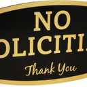 ExcelMark No Soliciting Sign for House or Business  Durable Indoor/Outdoor Sign  Easily Attach to Front Door - UV and Weather Resistant (Small - 2"x 5", Black with Gold Letters)