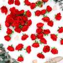 50pcs Artificial Roses Fake Roses 1.6" Flowers Bulk for Decoration, Red Mini Small Real Looking for Wedding Bouquets Bridal Shower Centerpieces Party Table Decoration