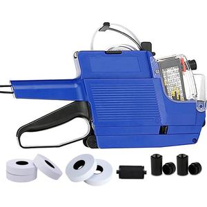 2-Line 20 Digits MX6600 Price Label Gun with 5 Rolls/2800 White Labels 3 Ink Rolls,Price Labeler Tag Maker Machine with String for Office Retail Shop Grocery Store Yard Sale(MX6600 Blue) (Blue)