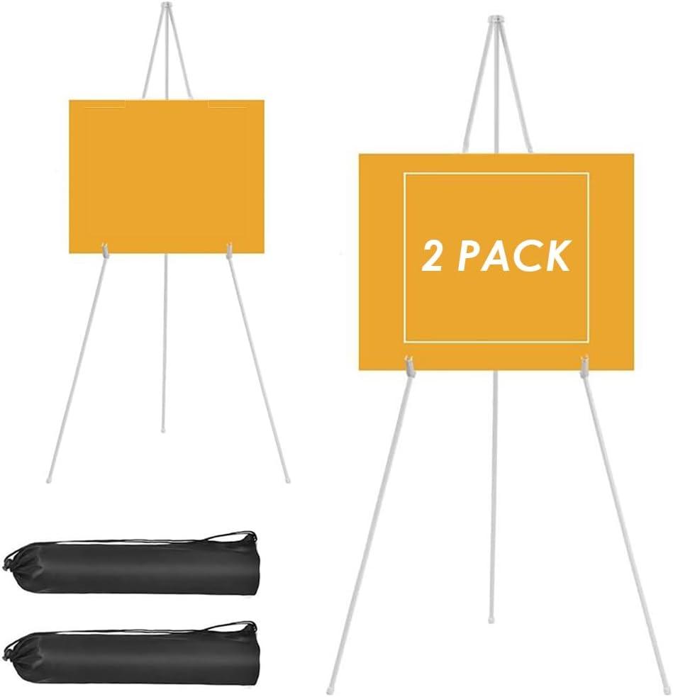 2 Pack Portable Easel Stand for Painting Canvas, 63" Metal Tripod Artist Painting Easel for Display Wedding Office Home Signs, White