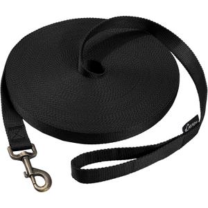 HIKISS Long Dog Leash Obedience Recall Training Agility Lead with Thickening Material for Large Dog - 15ft 20ft 30ft 50ft 100ft Training Leash (Black 50ft)