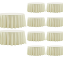 Round Tablecloth 120 Inch Tablecloth 6 Pack Ivory Table Cloths Washable Decorative Polyester TableClothes Cover for Dining Table Banquets Buffet Parties and Wedding