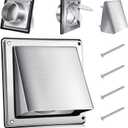 4 Inch Metal Dryer Vent Cover External Extractor Wall Vent Cushioned Stainless Steel Outdoor Dryer Vent Cover Outside Airflow Vent Replacement Hood