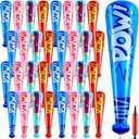 Seematn 32 Pcs Mardi Gras Throws Bulk Pow Inflatable Baseball Bats 17 Inch Inflatable Blow up Bats for Kids Carnival Game Prizes Bulk Carnival Hero Sports Prizes Favors (Blue,Dark Blue,Pink,Red)